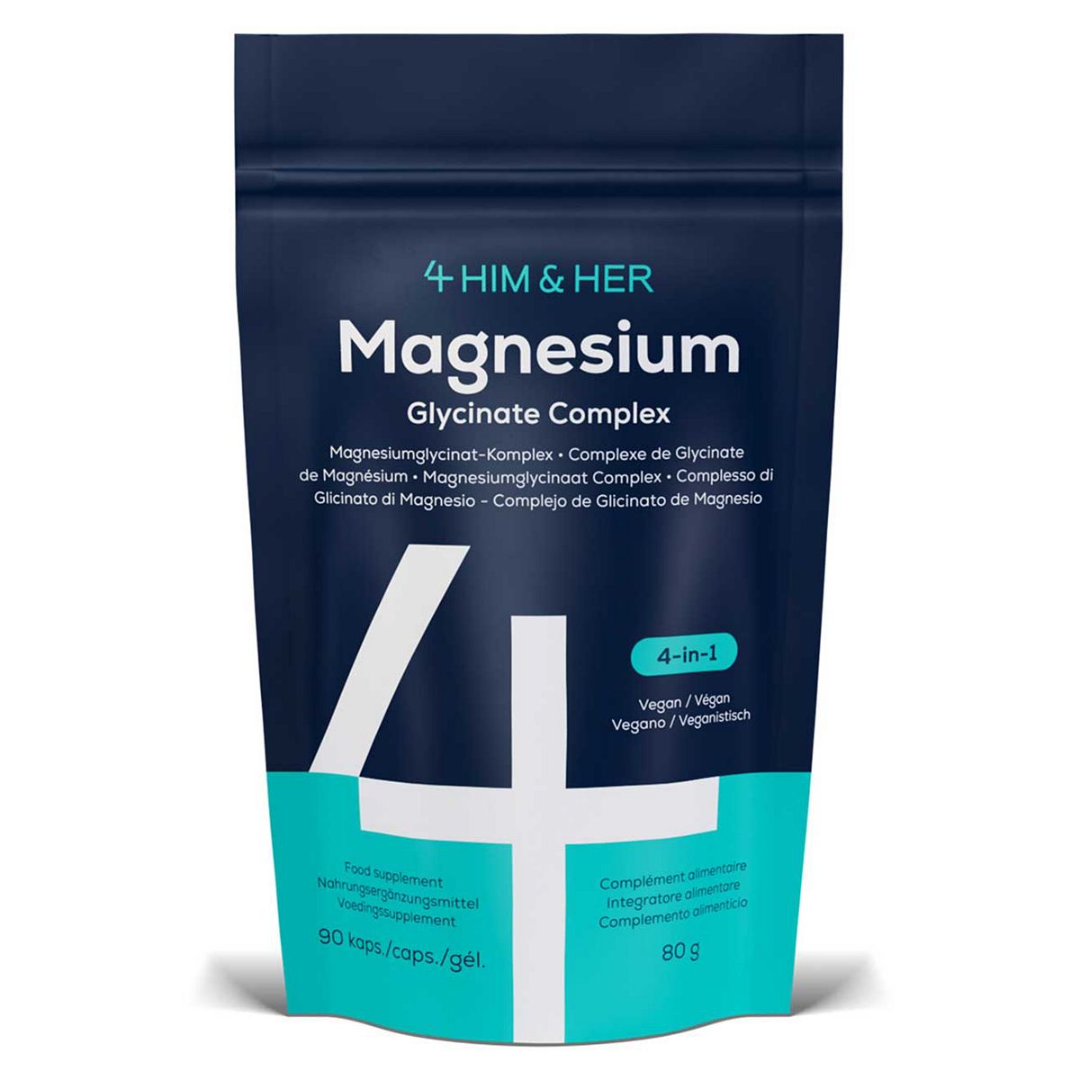 4Him4her 4 Him & Her Magnesium Glycinate Complex With Vitamin B6 — Muscle Nervous System Function, 90 Vegan Capsules