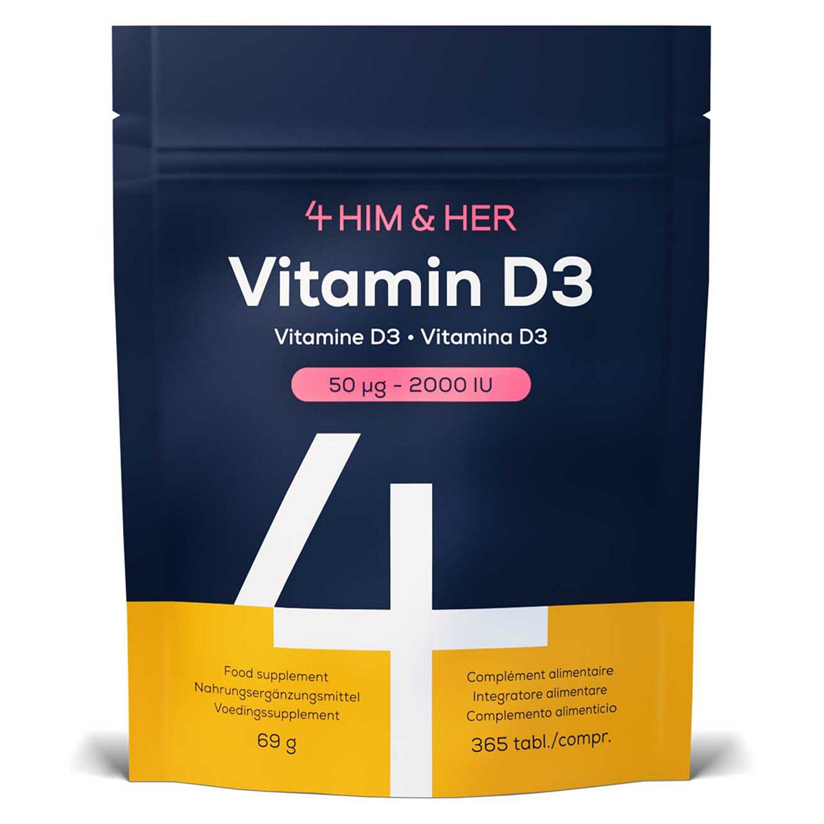 4Him4her 4 Him & Her Vitamin D3 2000 Iu (50Mcg) — Immune System, Bones Muscle Support, 365 Vegetarian Tablets