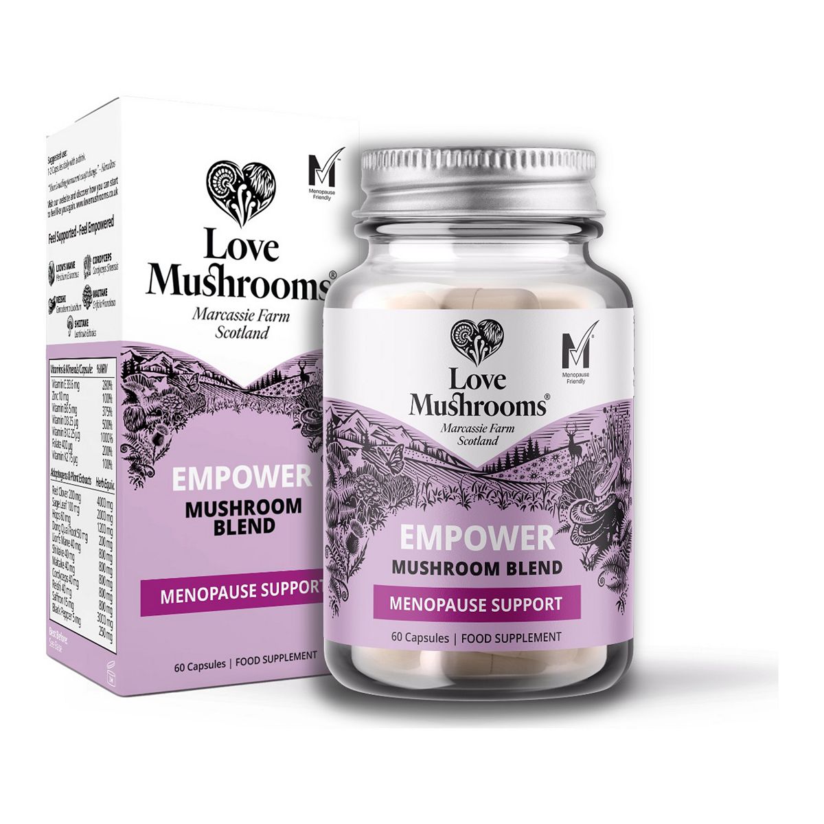 Love Mushrooms Empower Menopause Support With Mushrooms Herbs Vitamins And Minerals 60 Capsules