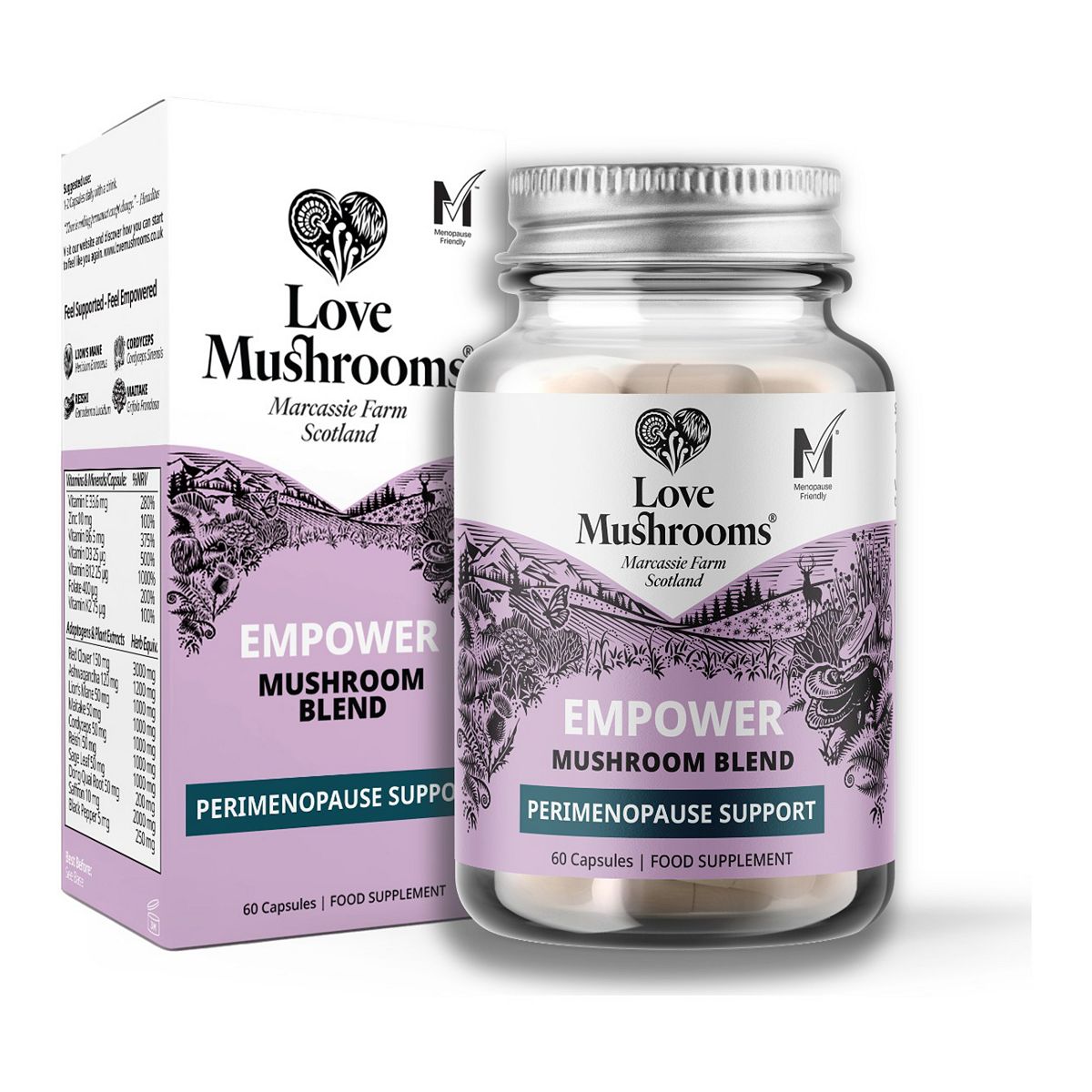 Love Mushrooms Empower Perimenopause Support With Mushrooms Herbs Vitamins Minerals 60 Capsules