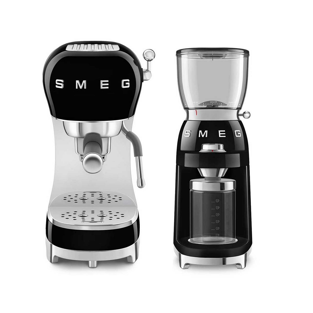 Smeg Espresso Coffee Machine And Grinder In Black