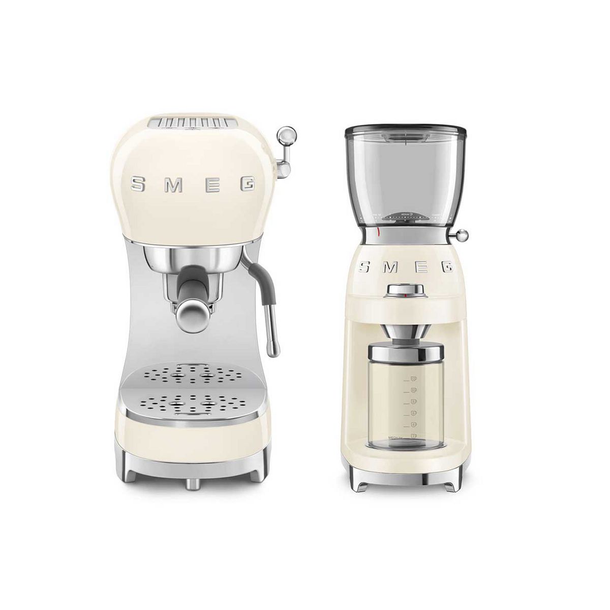 Smeg Espresso Coffee Machine And Grinder In Cream