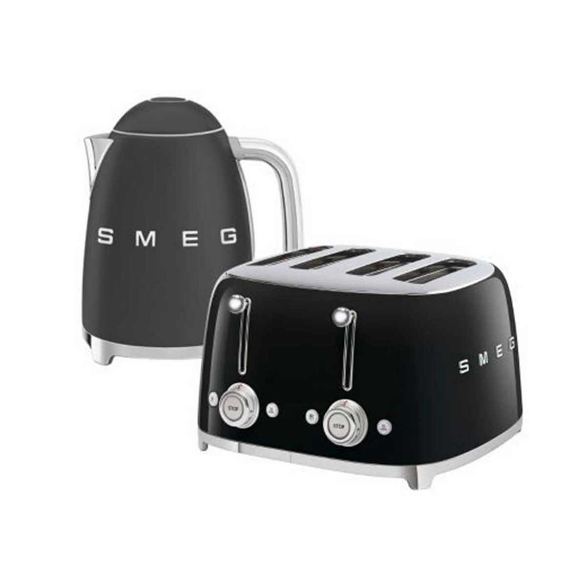 Smeg Kettle And 50S 4 By Slice Toaster In Black