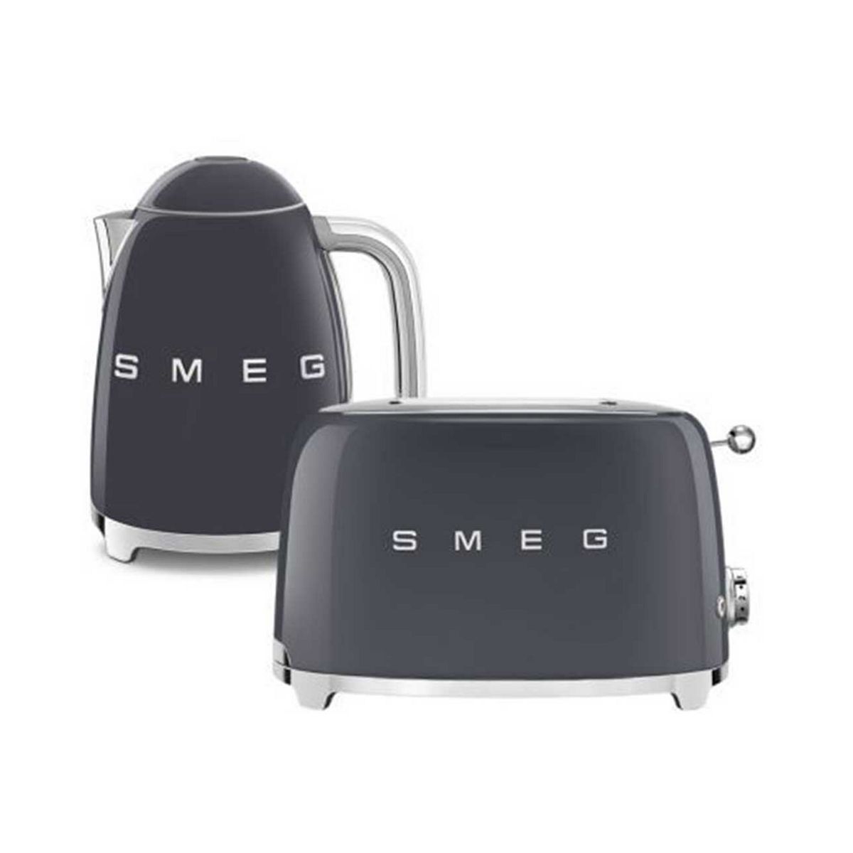 Smeg Kettle And 2 Slice Toaster In Slate Grey