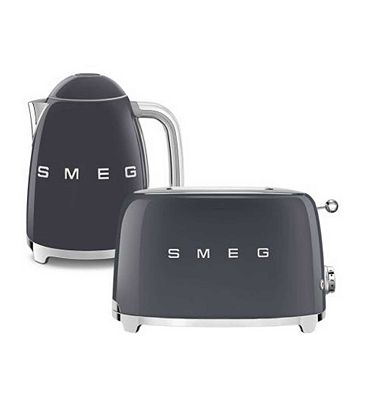 Smeg Kettle And 2 Slice Toaster In Slate Grey