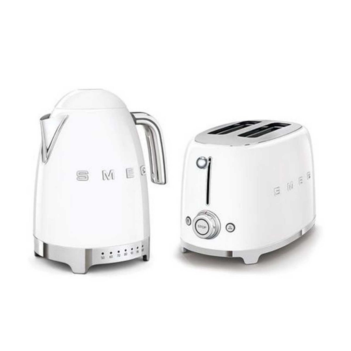 Smeg Jug Kettle And 2 Slice Toaster In White