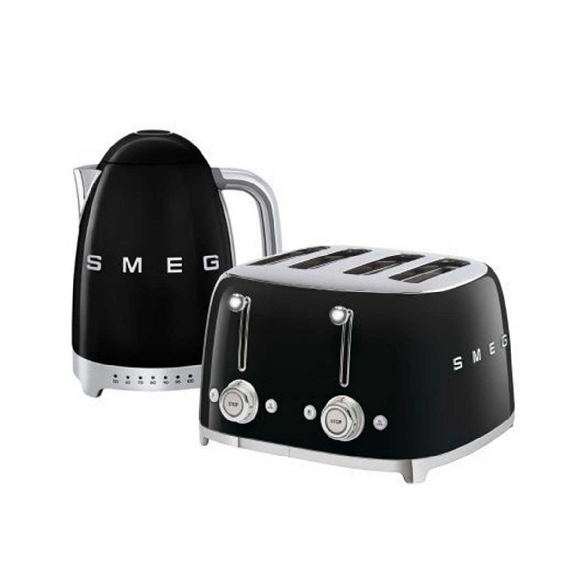 Smeg Kettle And 50S 4 By Slice Toaster In Black