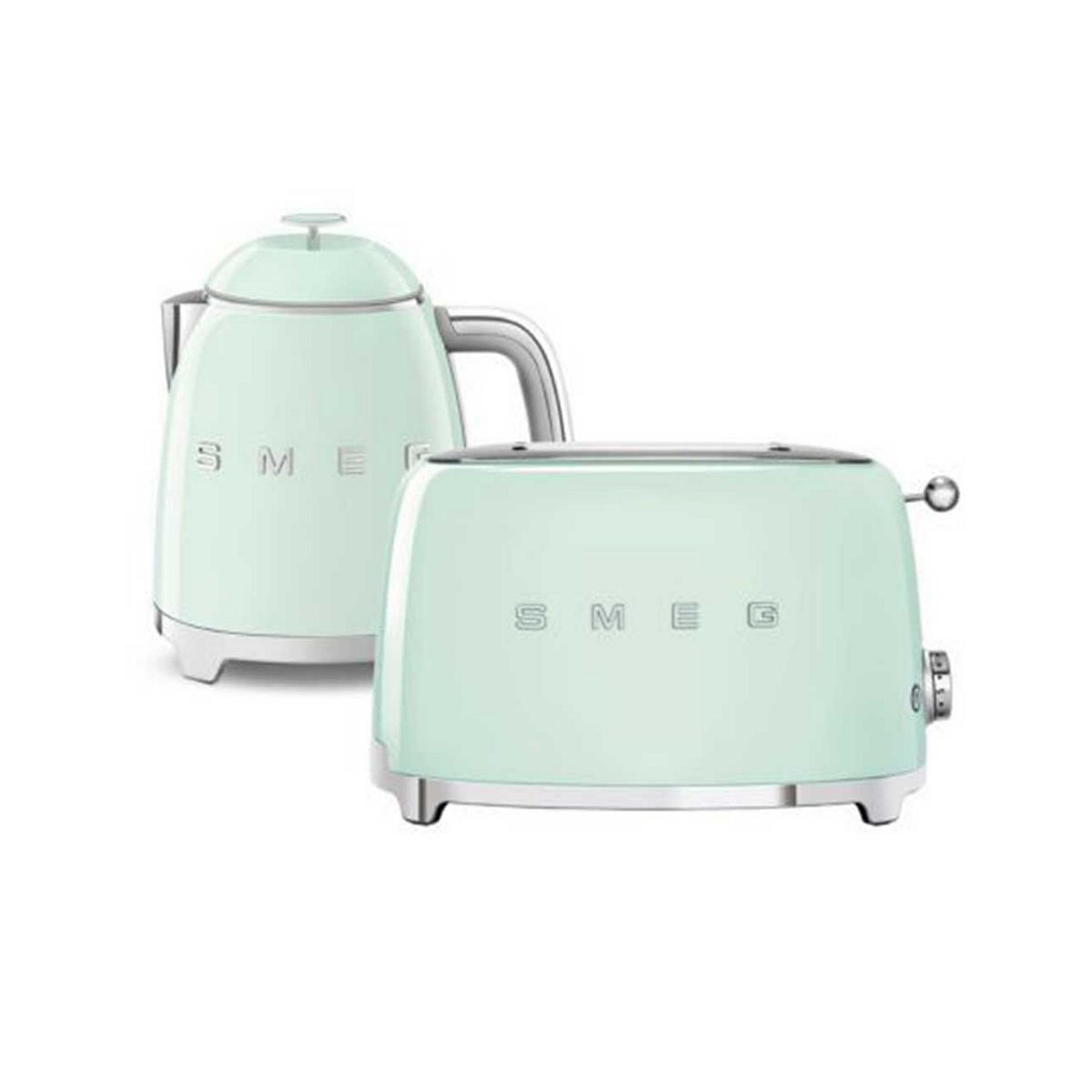 Smeg 50'S Style Mini Kettle And 2 Slice Toaster In Pastel Green