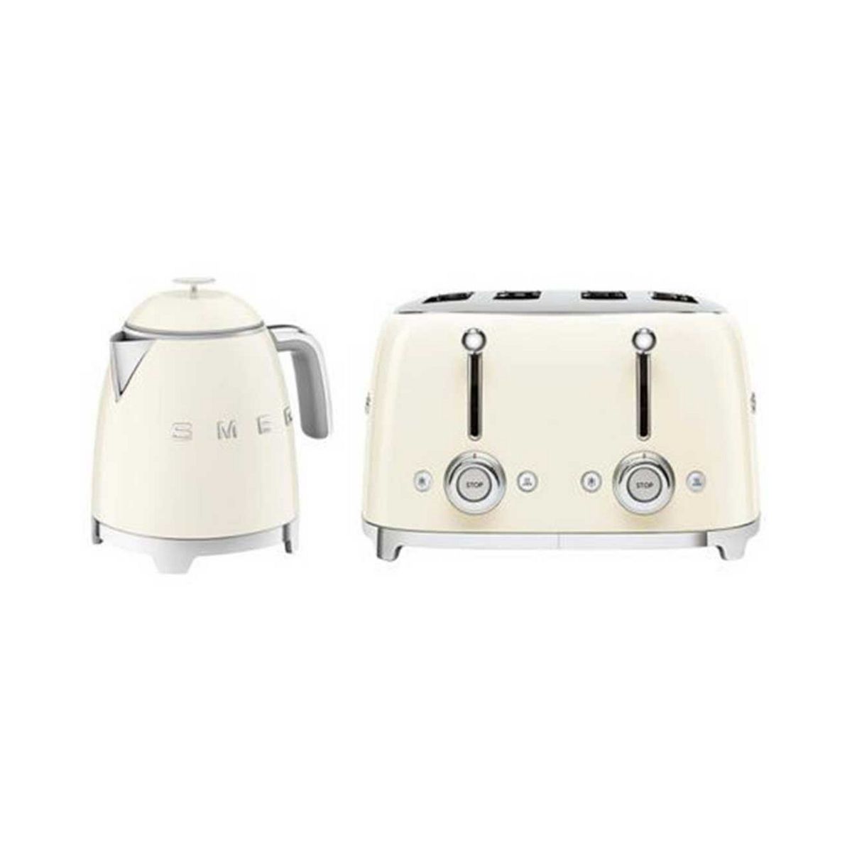 Smeg 50'S Style Mini Kettle And 4 Slice Toaster In Cream