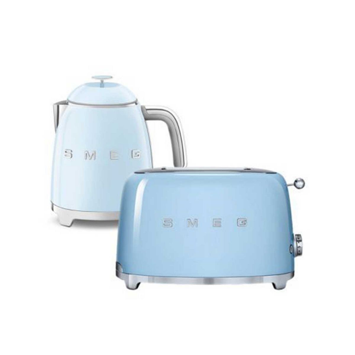 Smeg 50'S Style Mini Kettle And 2 Slice Toaster In Pastel Blue