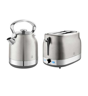 Swan Retrorevive Traditional Kettle 1. 3Kw And 2 Slice Toaster Stainless Steel, 7l