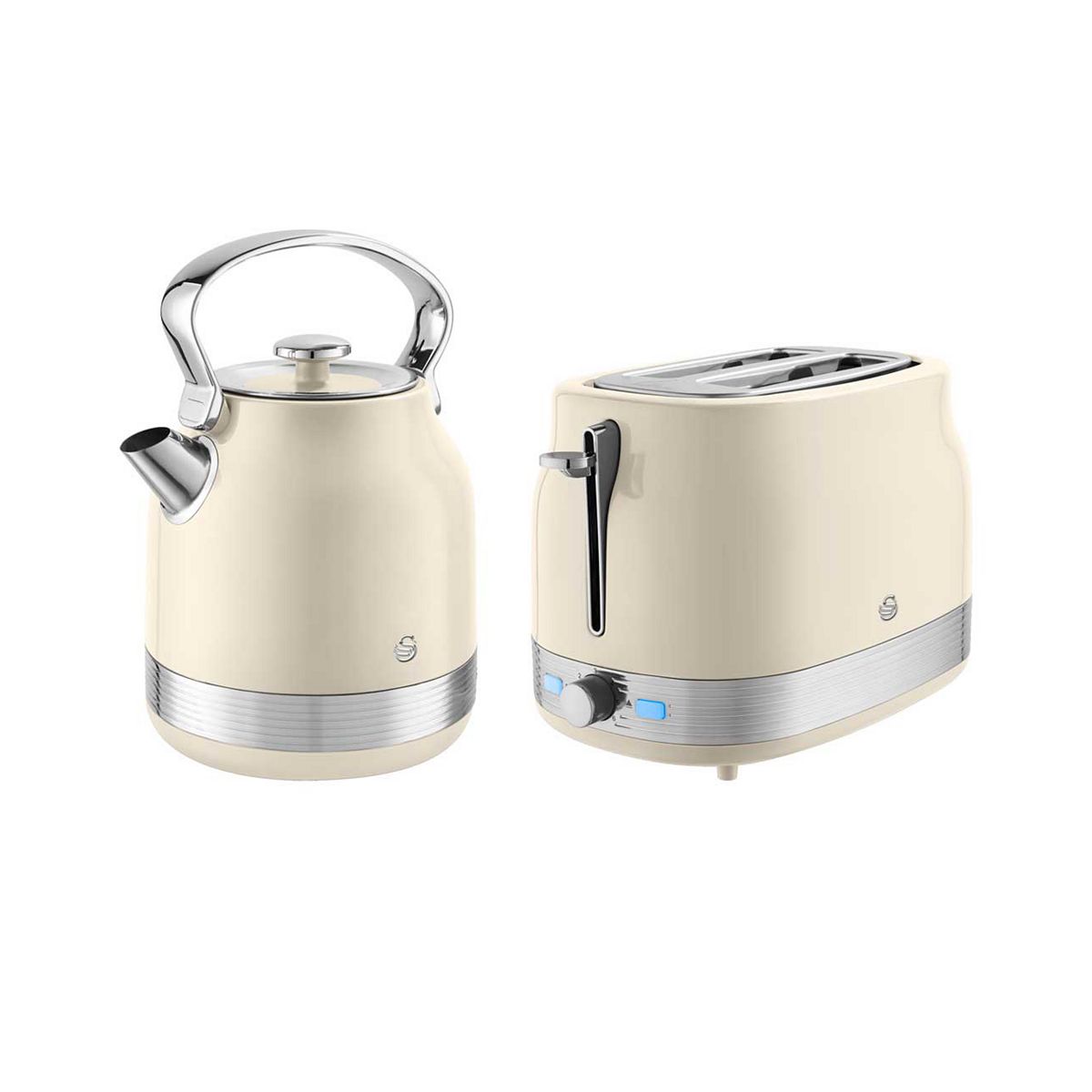 Swan Retrorevive Traditional Kettle 1.7L 3Kw And 2 Slice Toaster Chantilly Cream