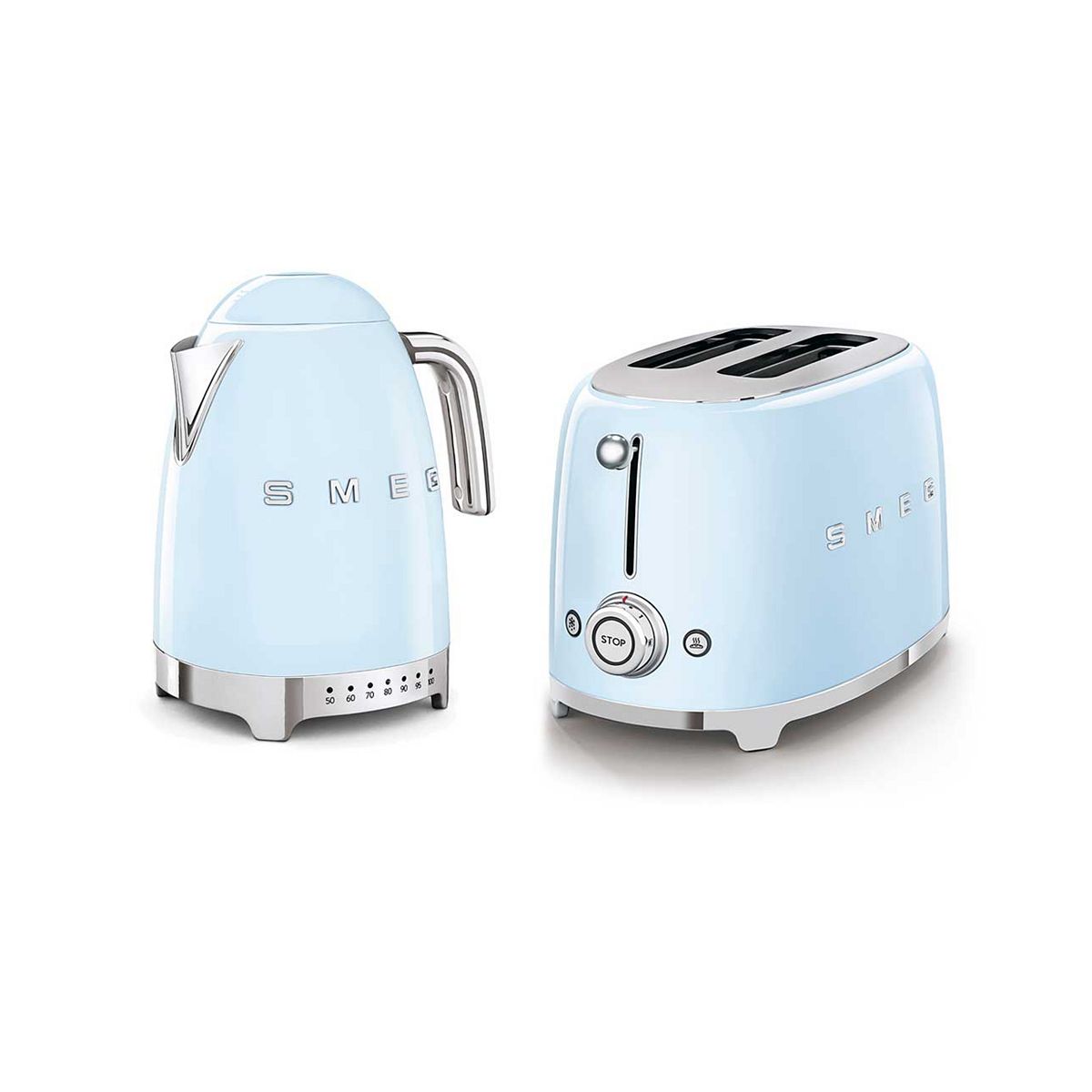 Smeg Kettle And 2 Slice Toaster In Pastel Blue