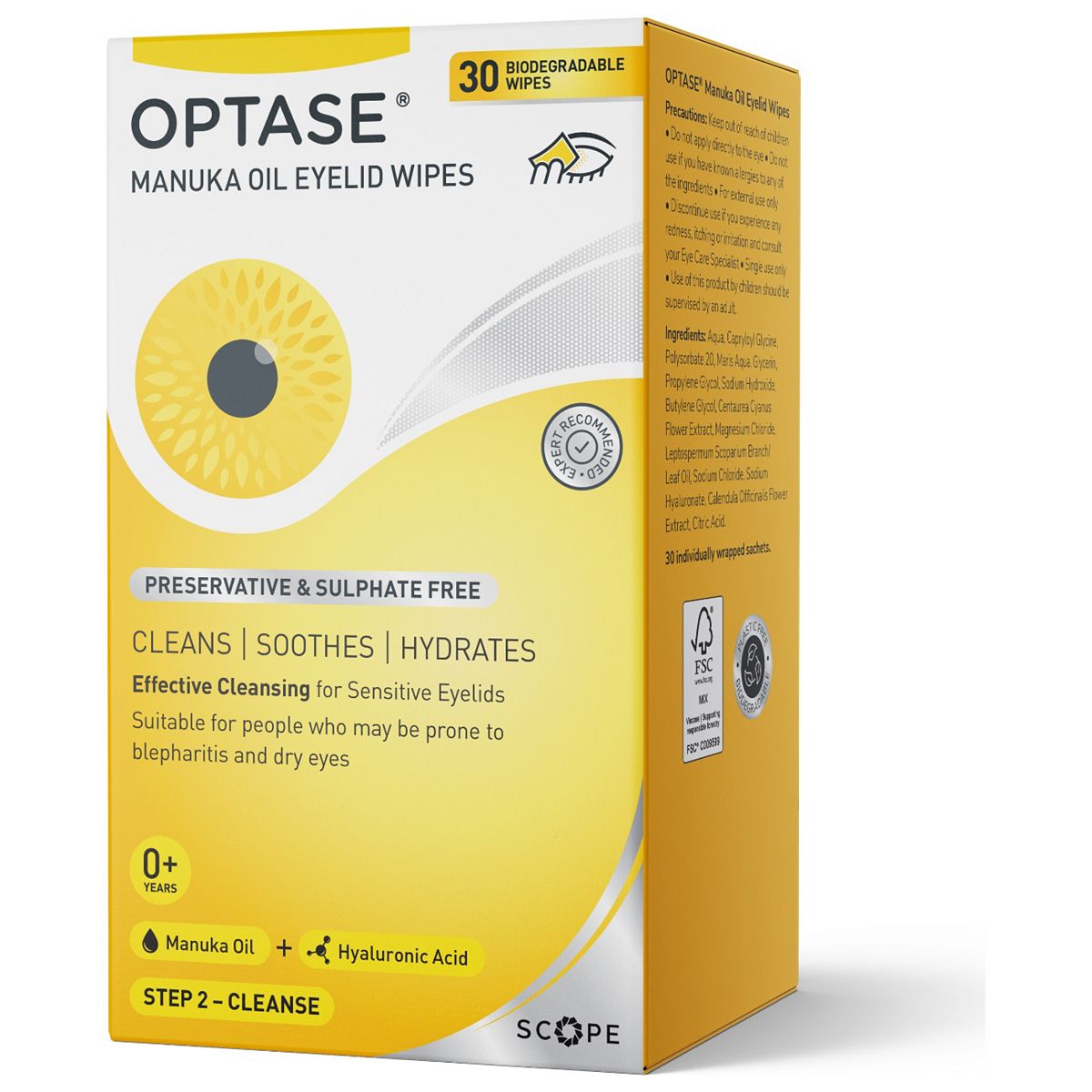 Optase Manuka Oil Eyelid Wipes – 30 Biodegradable
