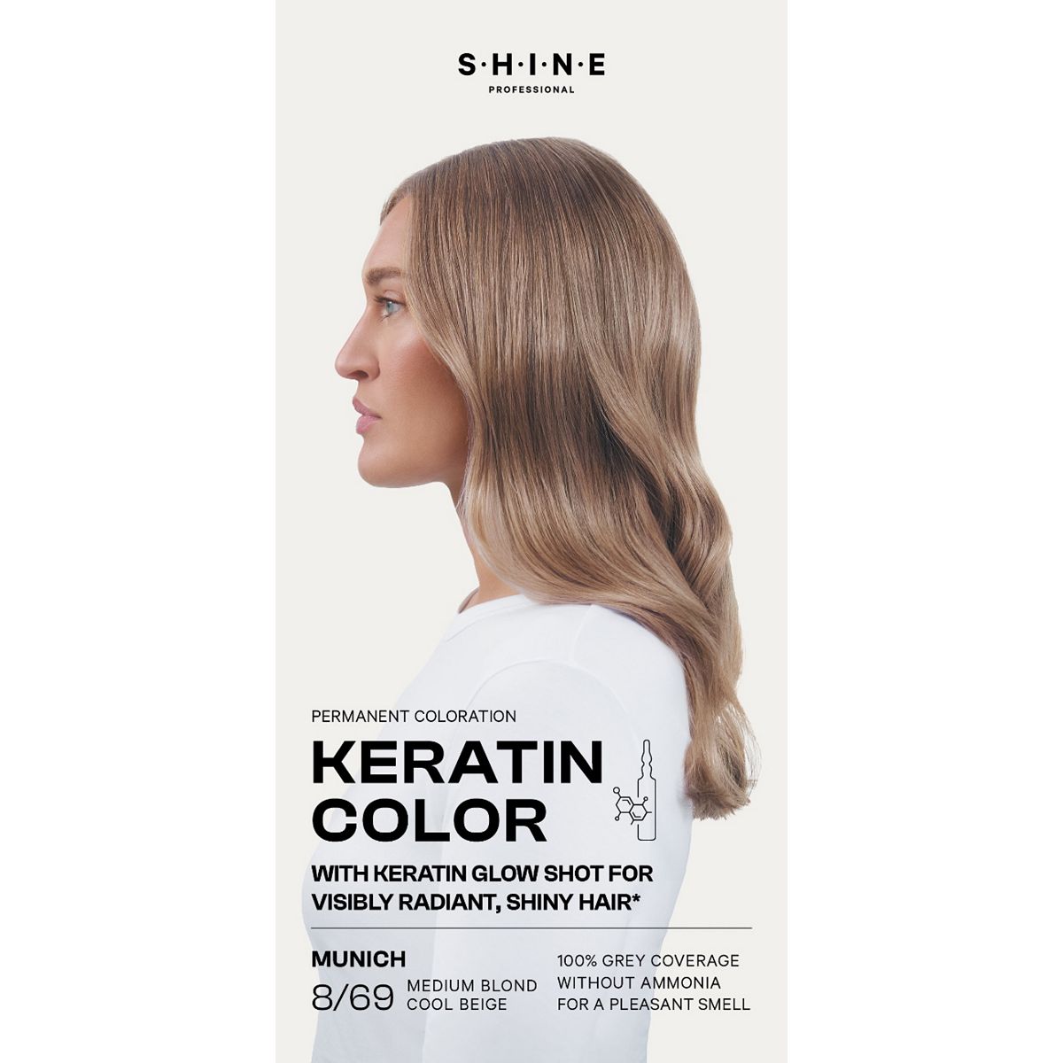 Shine Professional Permanent Hair Dye Medium Blond Cool Beige Munich