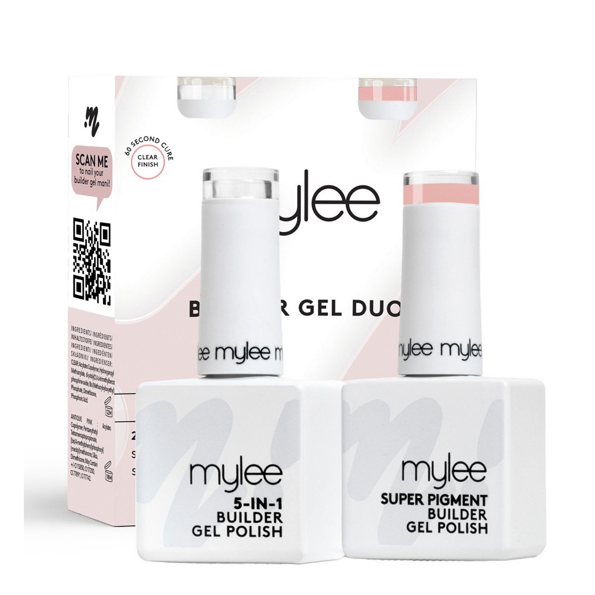Mylee Super Pigment Builder Gel Nail Polish Clear & Antique Pink 13Ml Duo Pack