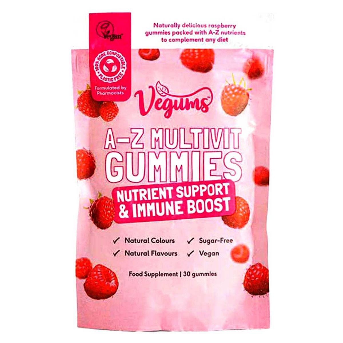 Vegums A-Z Sugar-Free Multivit 30 Gummies (Vegan, Natural Colours And Flavours, Plastic Free)