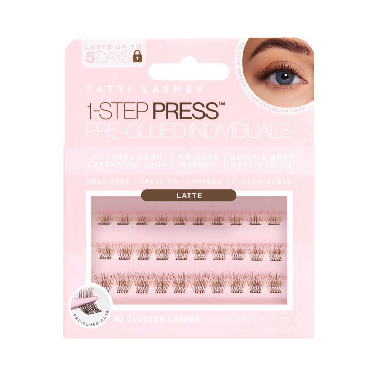 Tatti Lashes Latte Pre-Glued Individual Clusters 30S