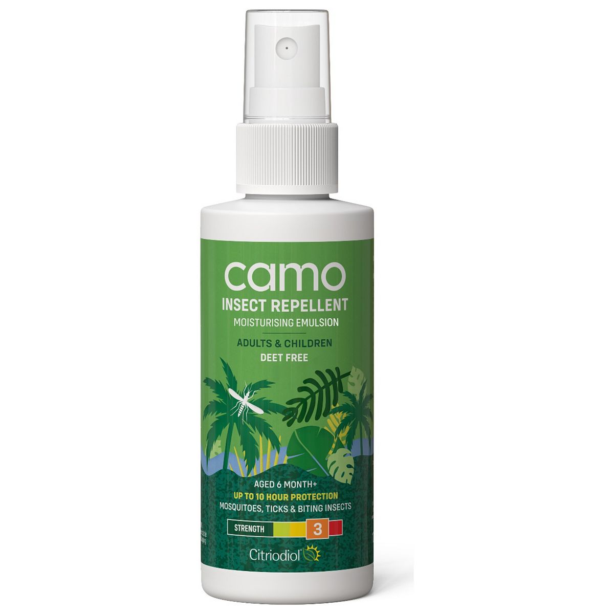 Camo Insect Repellent Family Spray, Soft On Skin, Deet Free, Sprayable Emulsion, 10 Hours Protection - 100ml