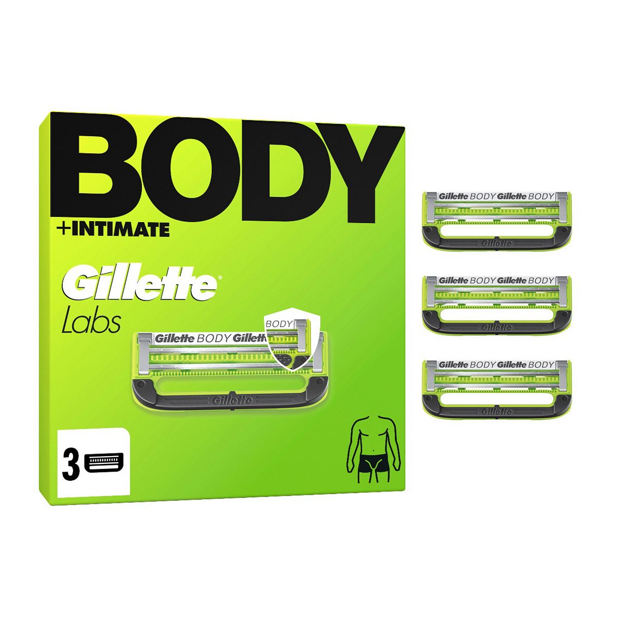 Gillette Labs Body + Intimate Razor Blade Refill Cartridges 3 Pack
