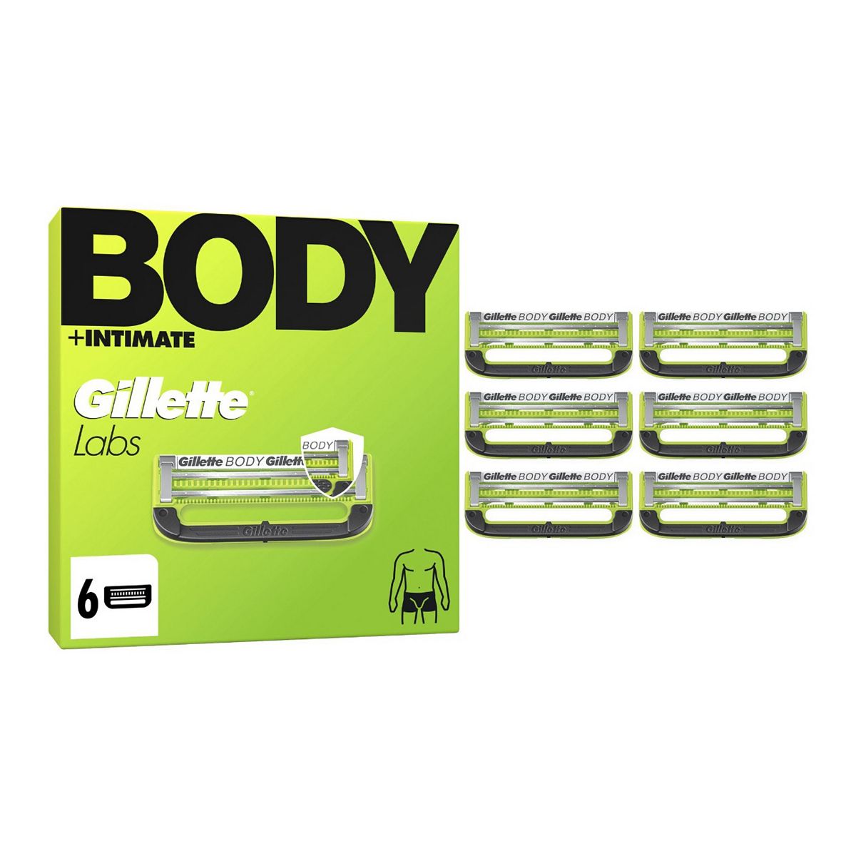 Gillette Labs Body + Intimate Razor Blade Refill Cartridges 6 Pack