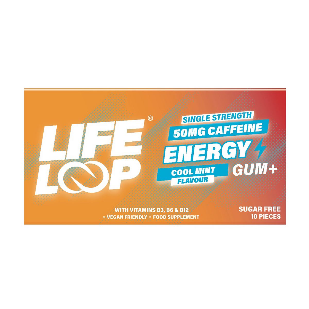 Life Loop Energy 50Mg Caffeine Cool Mint Gum 10 Pieces