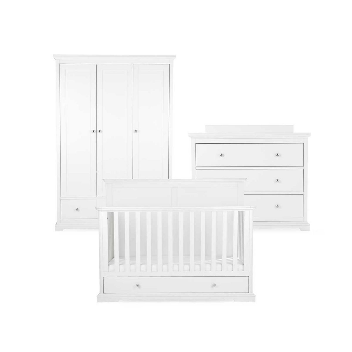 Cuddleco Beaumont 3 Piece Grande Set With Cot, Wardrobe & Dresser White
