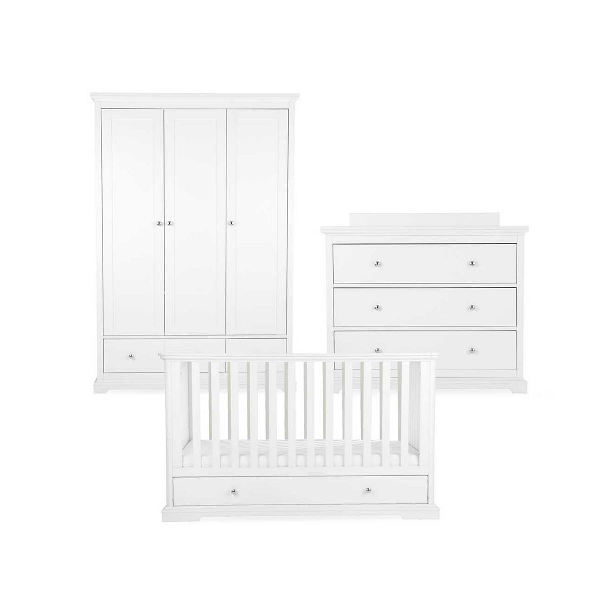 Cuddleco Beaumont Cot Dresser And Wardrobe 3 Piece Set White