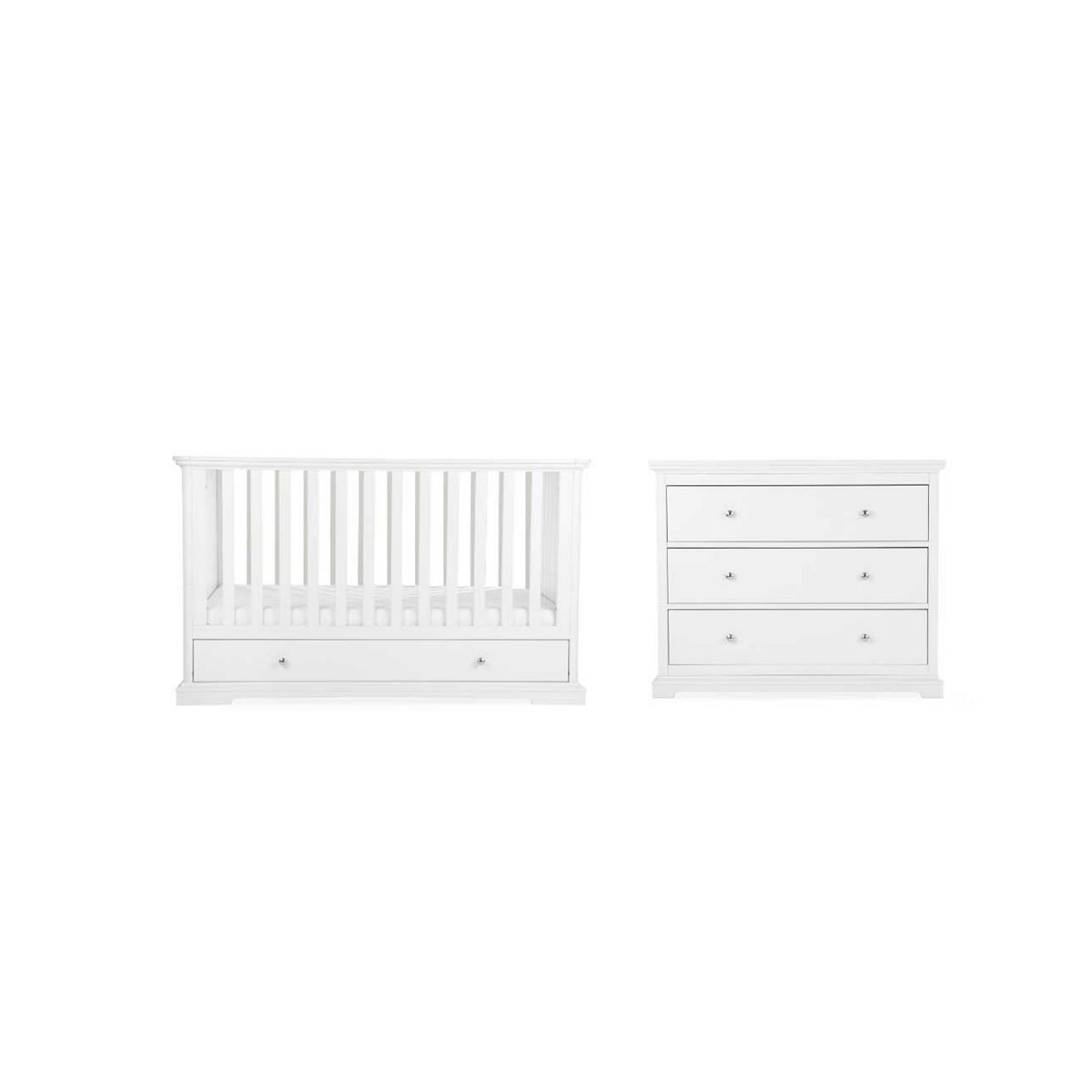 Cuddleco Beaumont Cot Bed And Dresser 2 Piece Set White