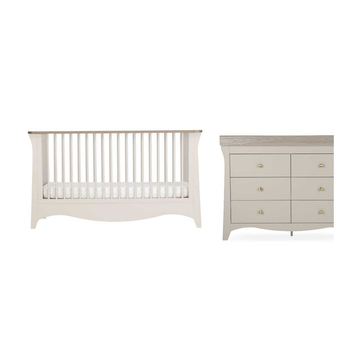 Cuddleco Clara Luxe 2 Piece Set - Cashmere/Ash, Cot & Dresser