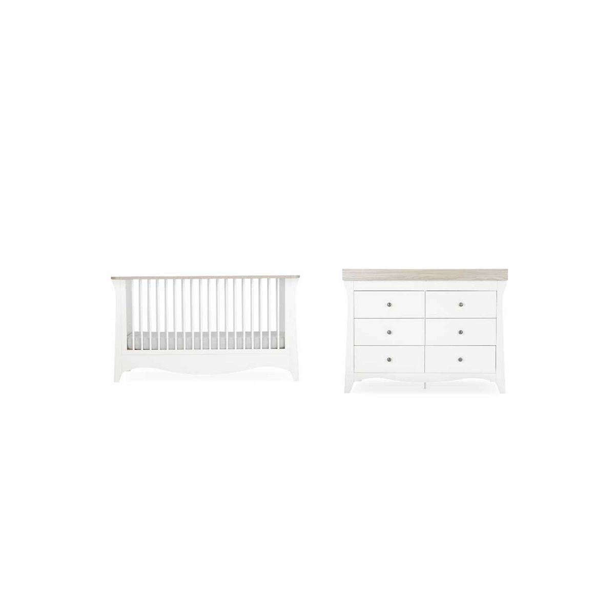 Cuddleco Clara Luxe 2 Piece Set - White/Ash, Cot & Dresser