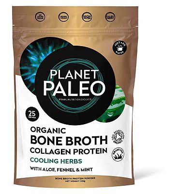 Click to view product details and reviews for Planet Paleo Organic Bone Broth Protein Powder Cooling Herbs 225g.