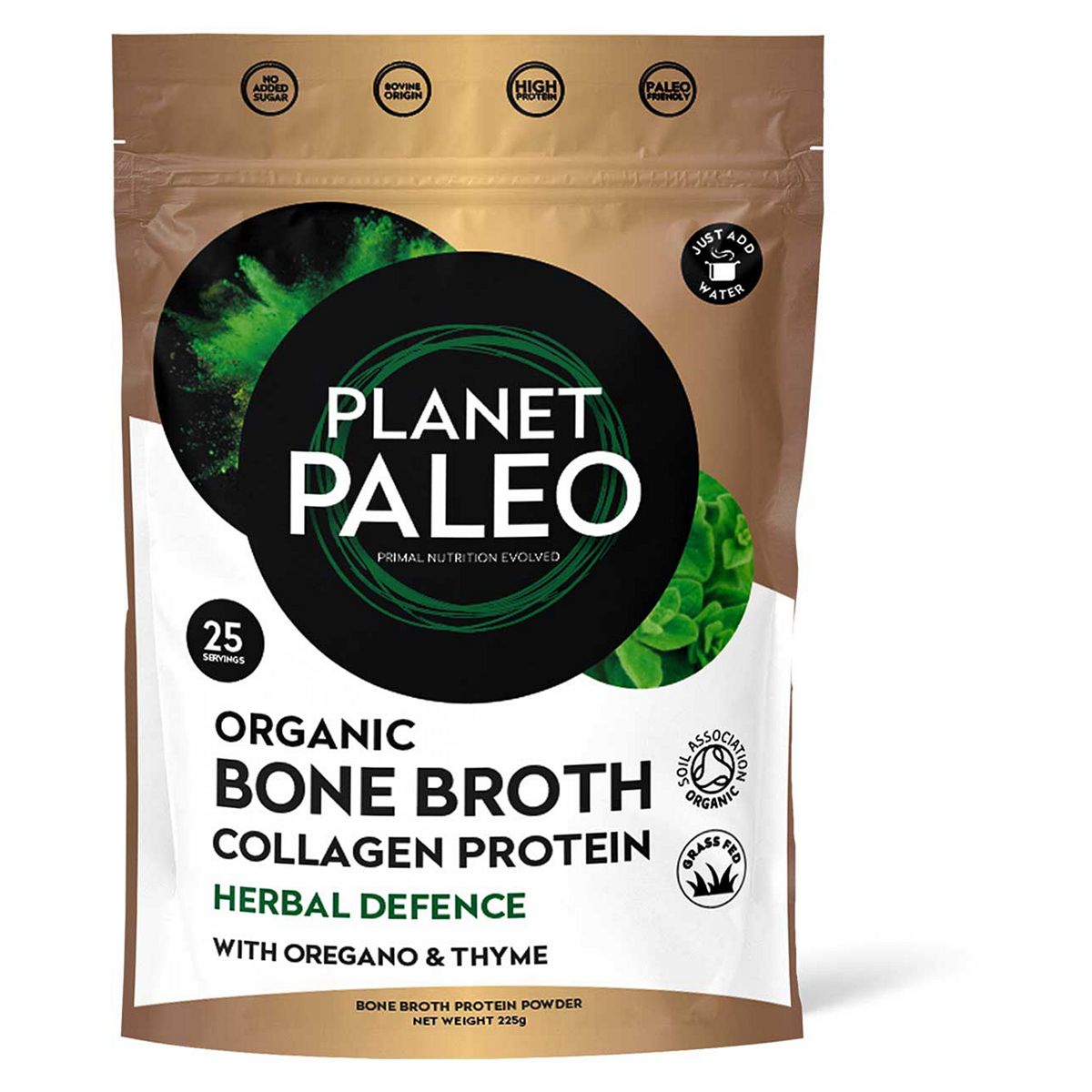 Planet Paleo Organic Bone Broth Protein Powder Herbal Defence 225g