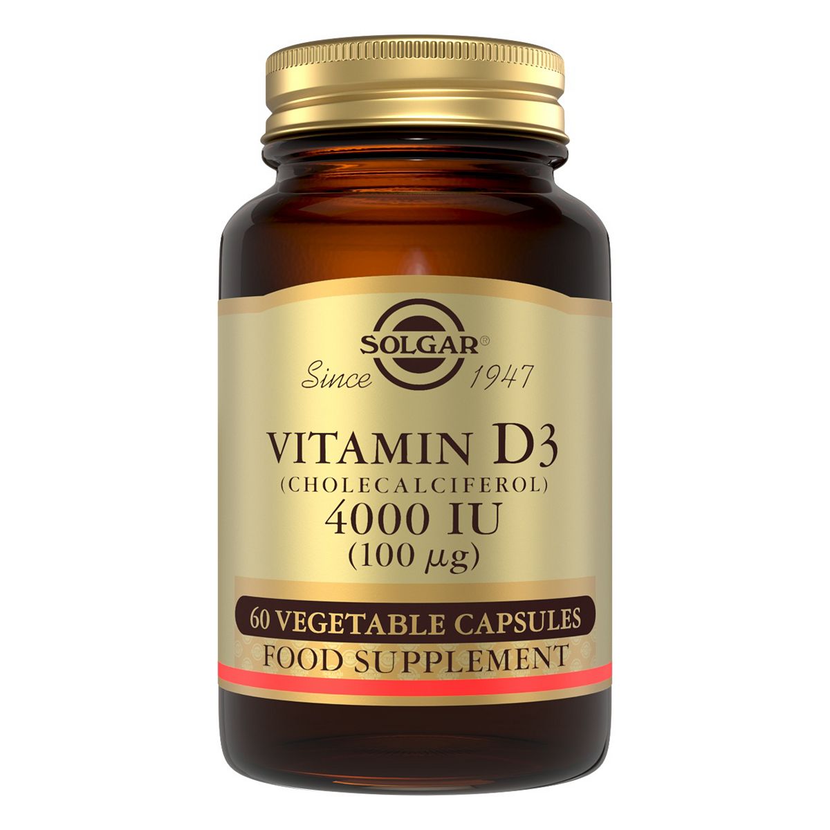 SOLGAR Vitamin D3 4000IU | High Strength Vitamin D3 Supplement – 60 Capsules