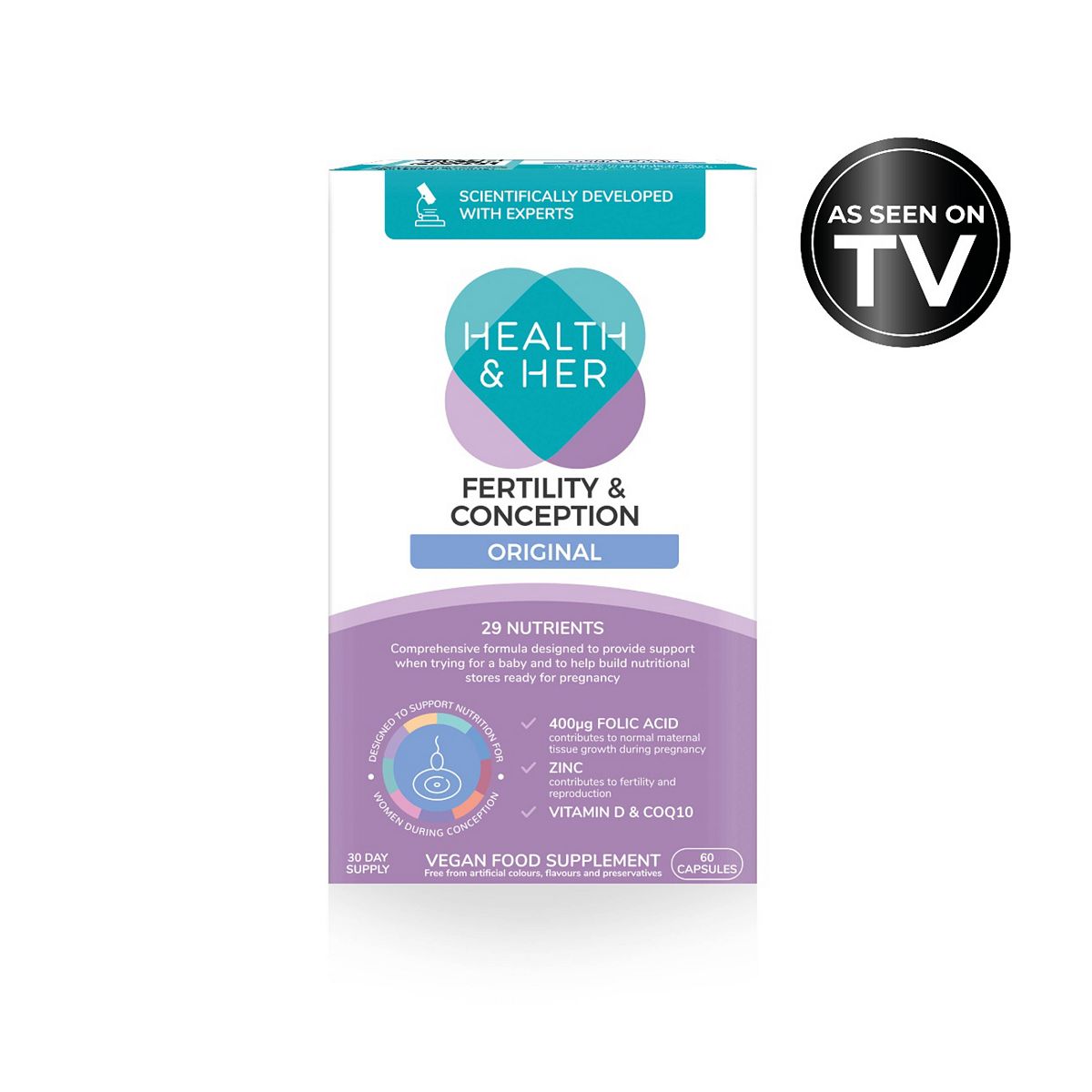 Health & Her Fertility & Conception Original Multi-Nutrient Support - 60 Capsules 30 Day Supply