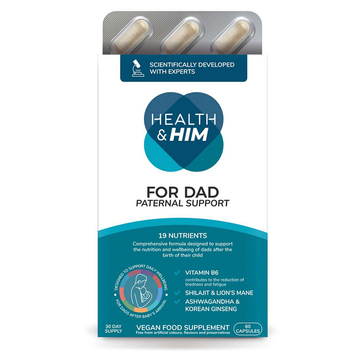 Health & Her Health & Him For Dad Paternal Support 60 Supplement