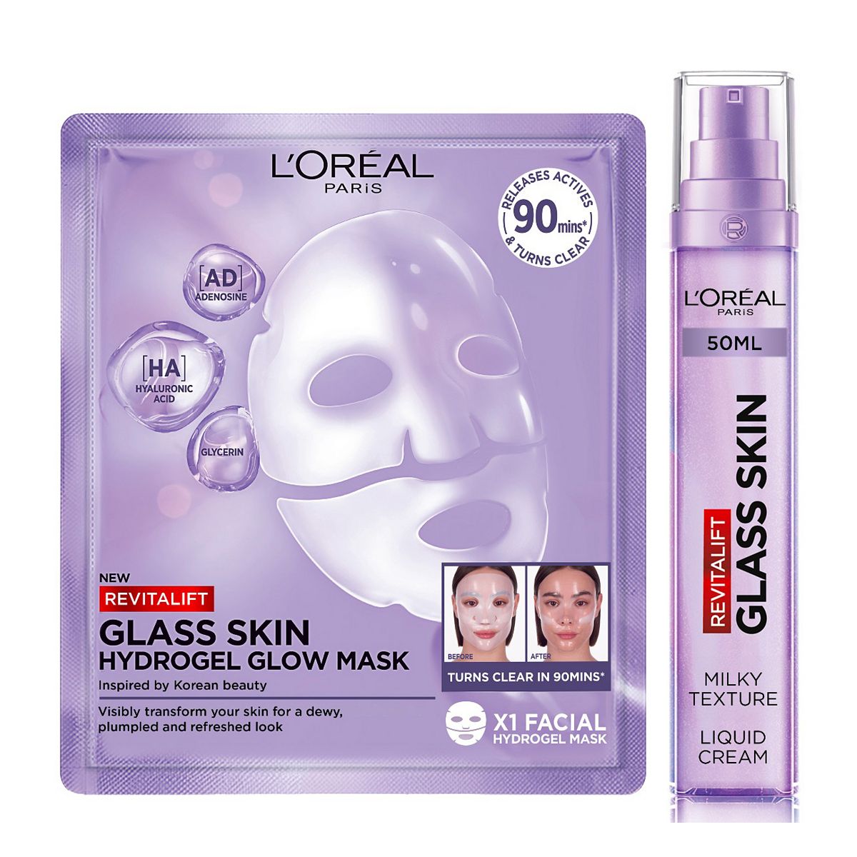 L'Oreal Paris Revitalift Filler Glass Skin Mask And Face Cream Duo Bundle