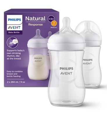Philips Avent Natural Response Bottle Medium Flow 3 Teat 2x 260ml