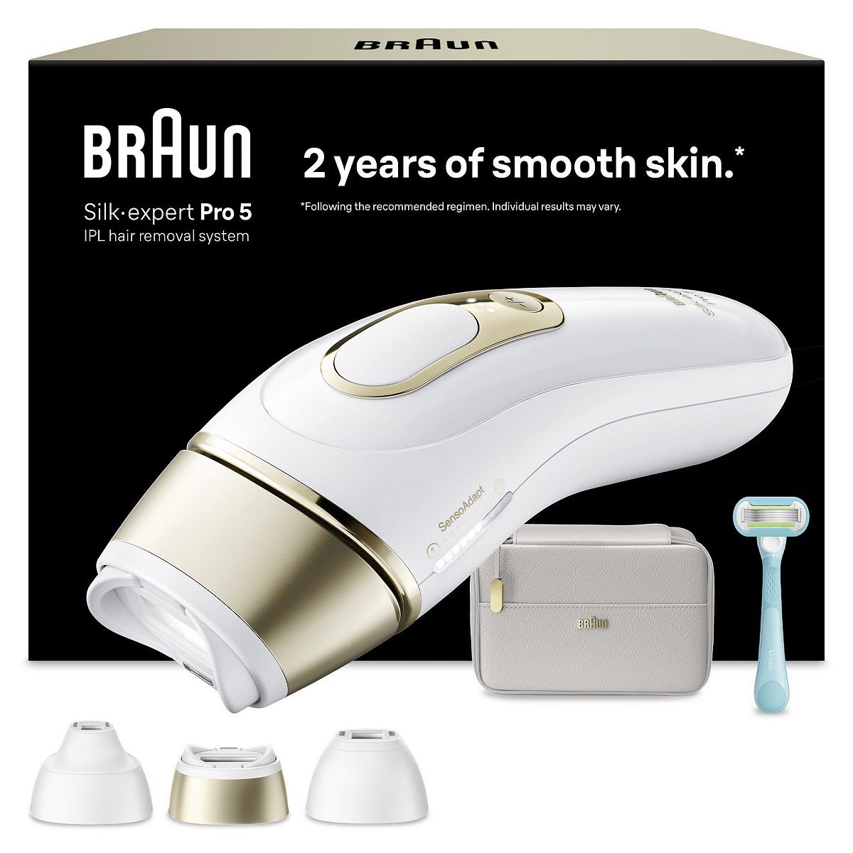 Braun Ipl Silk Expert Pro 5 At Home Laser Hair Removal 3 Attachment Heads Pl5351