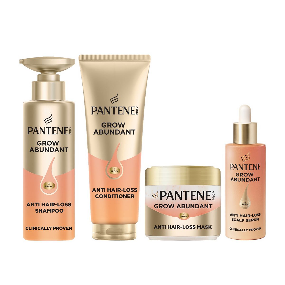 Pantene Grow Abundant Bundle, Shampoo, Conditioner, Mask And Leave On Treatmenrt
