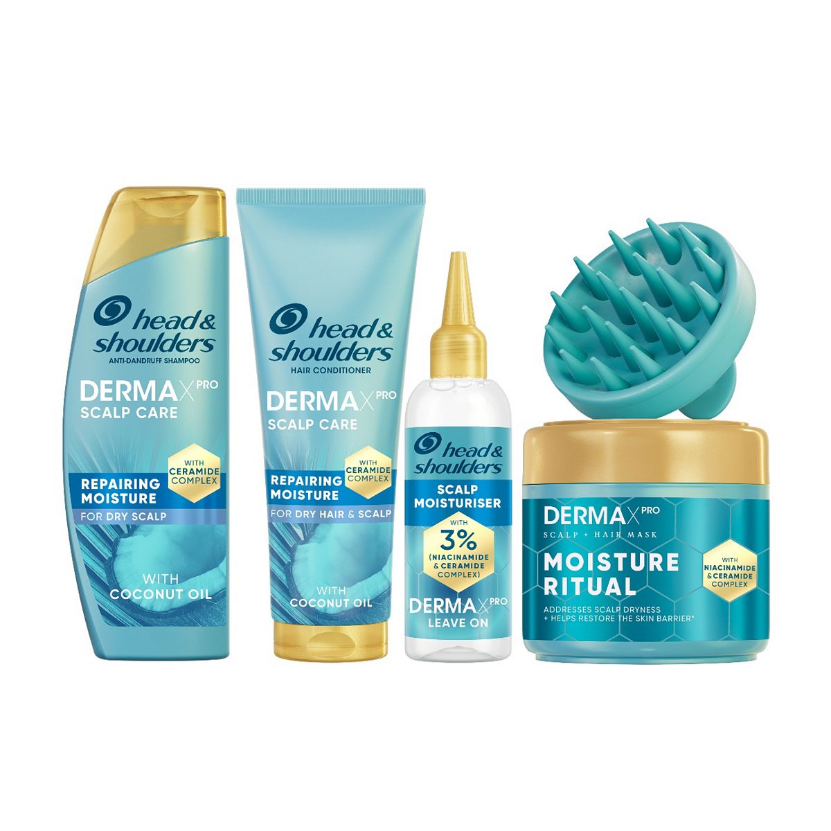 Head & Shoulders Derma Moisture Bundle - Shampoo, Scalp Moisturiser, Serum And Mask