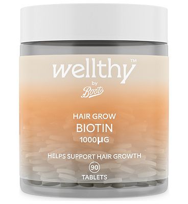 Wellthy By Boots Hair Grow Biotin 1000Ug Tablets, 90 Tablets
