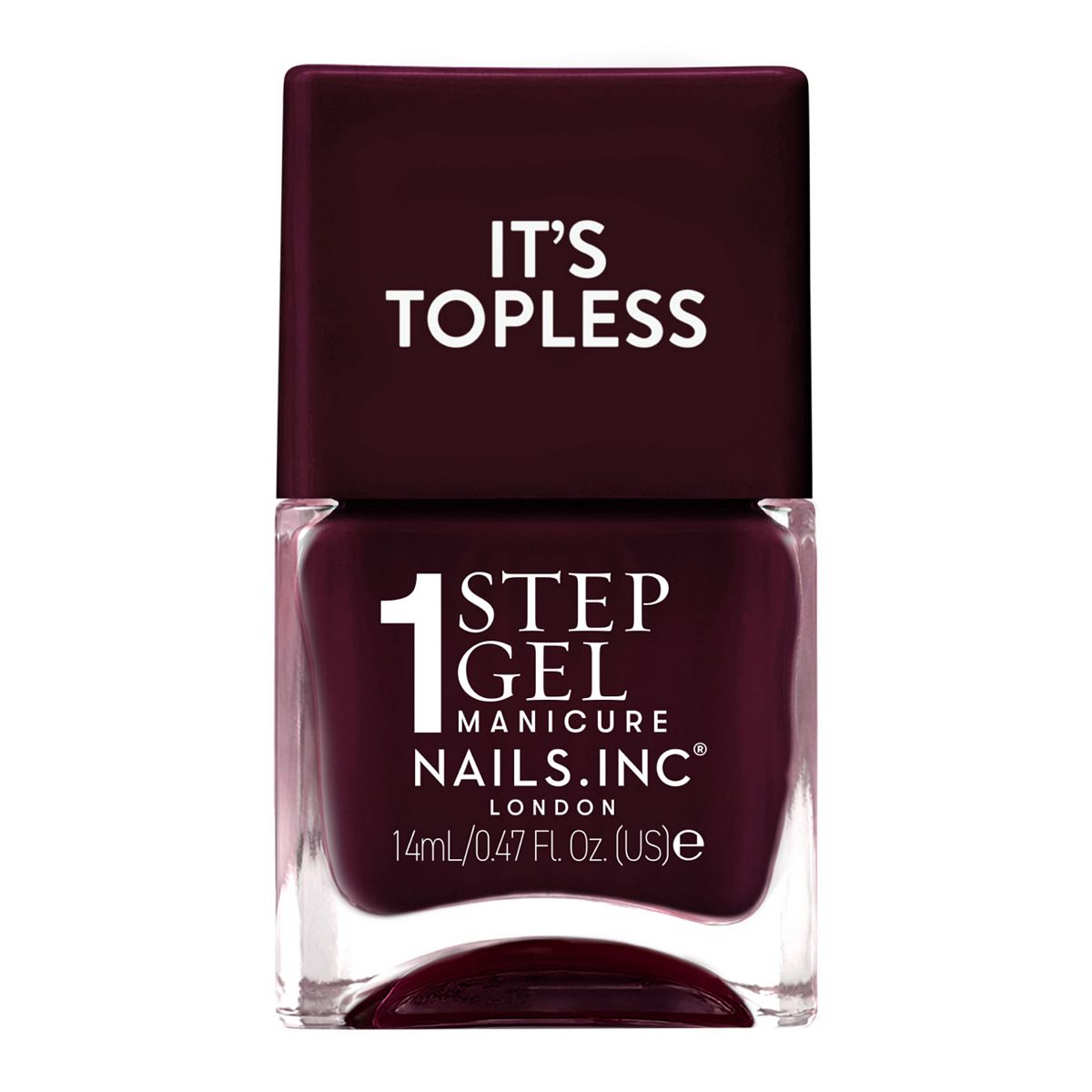 Nails Inc Nails.inc It's Topless 1-Step Gel Nail Polish, Billie Dark Burgundy, 14ml