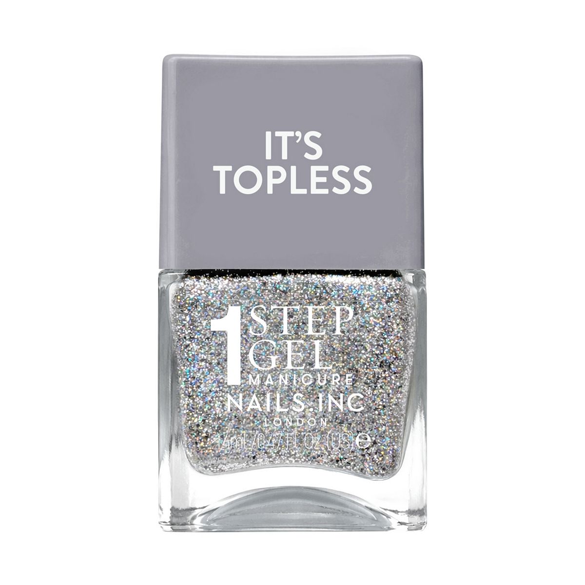 Nails Inc Nails.inc It's Topless 1-Step Gel Nail Polish, Fern Silver Glitter, 14ml