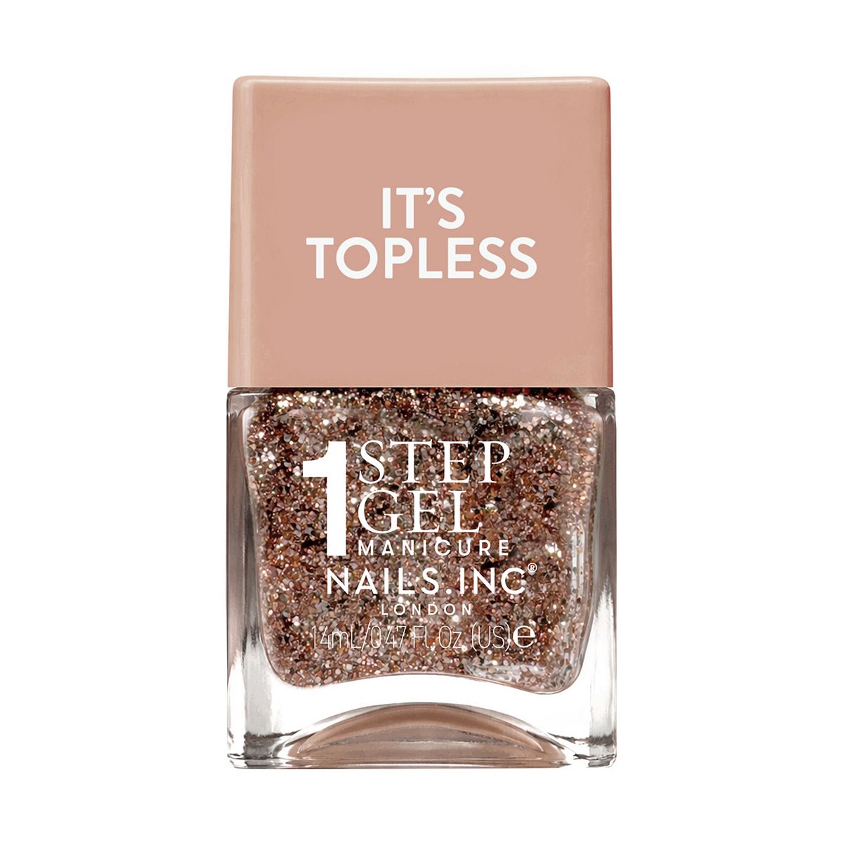 Nails Inc Nails.inc It's Topless 1-Step Gel Nail Polish, Gia Gold Glitter, 14ml