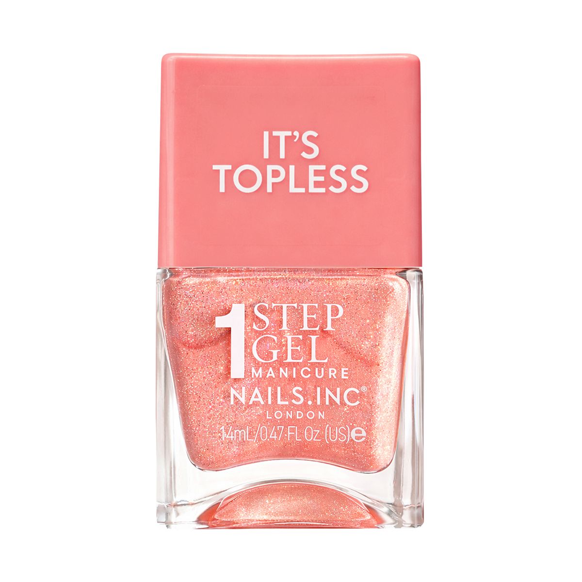 Nails Inc Nails.inc It's Topless 1-Step Gel Nail Polish, Millie Peach Iridescent, 14ml