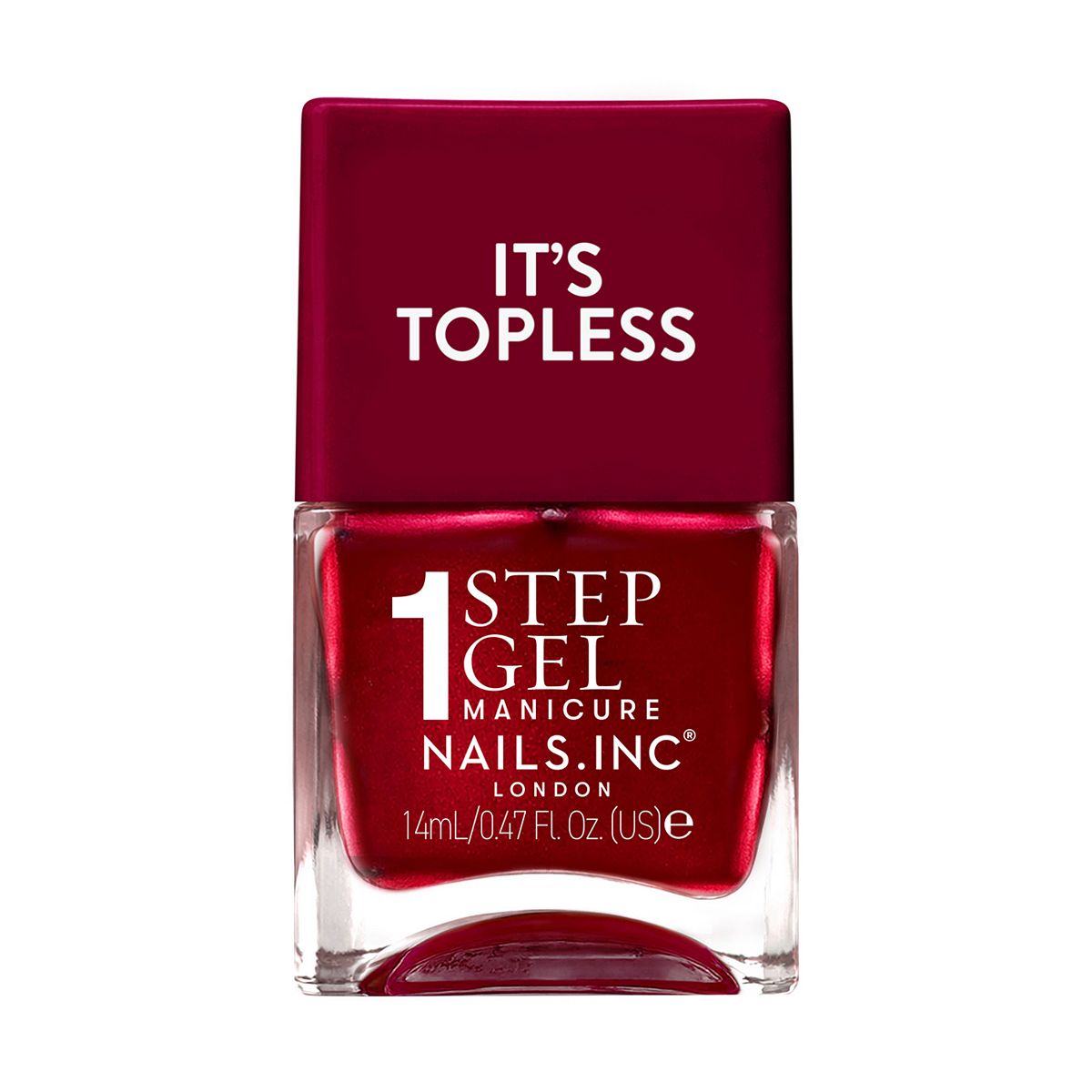 Nails Inc Nails.inc It's Topless 1-Step Gel Nail Polish, Poppy Red Pearl, 14ml