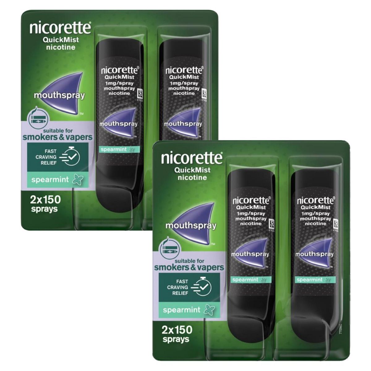 Nicorette Spearmint Quickmist Duo 8 Week Bundle: 4 X 1Mg/spray Mouthsprays