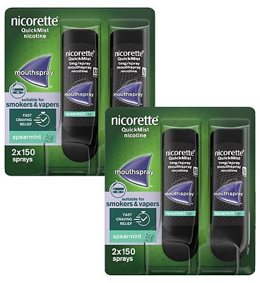 Nicorette Spearmint Quickmist Duo 8 Week Bundle: 4 X /spray Mouthsprays, 1mg