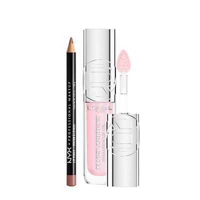 NYX Professional Makeup L'oreal Paris Plump Ambition Lip Oil Cristal Clear 101 & Nyx Slim Lip Liner Mauve Duo
